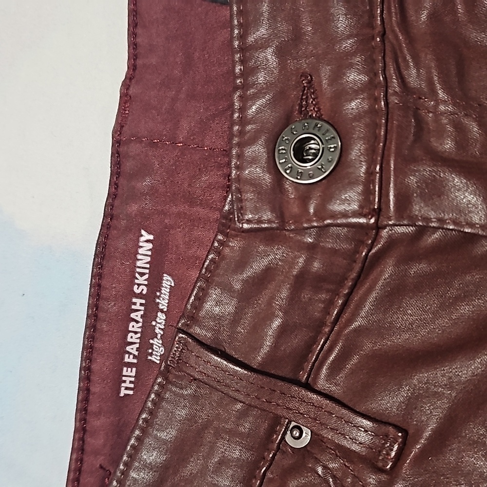 AG Adriano Goldschmied Women's Skinny Jeans in Burgundy - Picture 4 of 8
